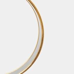 Hermès Orange Enamel Printed Caleche Gold Tone Wide Bracelet