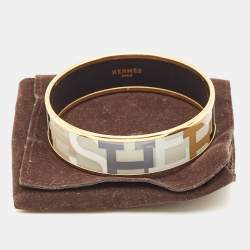 Hermès Multicolor Enamel Gold Plated Wide Bracelet
