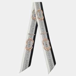 Hermès White/Grey Silk Bride de Cour Twilly