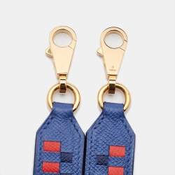 Hermès Blue Brighton/Bleu Encre/Brique Epsom Leather Tressage De Cuir Bag Strap