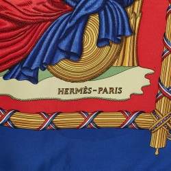 Hermès Blue/Red Silk Liberte Egalite Fraternite Republique Francaise Scarf 