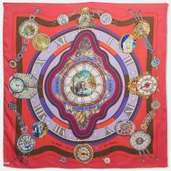 Pre Owned Hermès Pink Silk La Ronde Des Heures Scarf