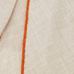 Pre Owned Hermès Beige Silk Contrast Edged Logo Print Mini Losange Scarf