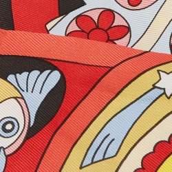 Hermès Red/Yellow Silk Les Murmures de la Foret Silk Twilly