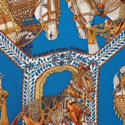 Pre Owned Hermès Blue Silk La Danse du Cheval Marwari Scarf