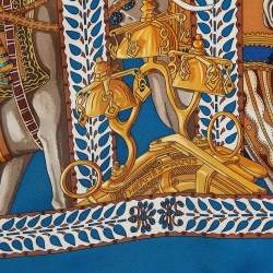 Pre Owned Hermès Blue Silk La Danse du Cheval Marwari Scarf