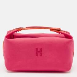 Hermes Hibiscus Canvas Large Bride-a-Brac Pouch