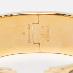 Pre Owned Hermès Clic Clac H Enamel Rose Gold Plated Wide Bracelet