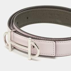 Pre Owned Hermes Vert De Gris/Mauve Pale Epsom and Swift Leather Gamma Buckle Reversible Belt 80 CM