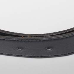 Pre Owned Hermès Noir/Gold Box and Togo Leather Reversible Belt Strap 85 CM