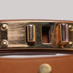 Hermès Brown Leather Mini Dog Gold Tone Bracelet