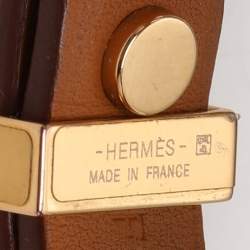 Hermès Brown Leather Mini Dog Gold Tone Bracelet