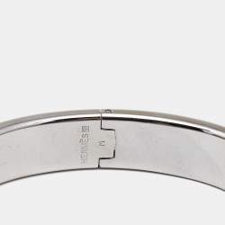 Hermes Clic H White Enamel Palladium Plated Bracelet