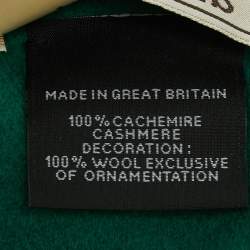 Pre Owned Hermès Green H Embroidered Cashmere Shawl