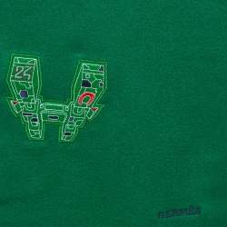Pre Owned Hermès Green H Embroidered Cashmere Shawl