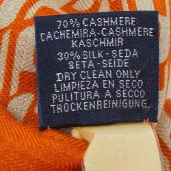 Hermès Multicolor/Orange Printed Cashmere Blend Rectangular Scarf 