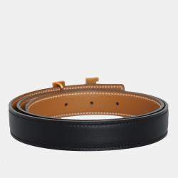 Hermes Noir Gold Epsom Leather Swift Leather Reversible Mini Constance 24 Belt