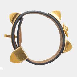 Pre Owned Hermes Blue Lizard Leather Collier De Chien Bracelet