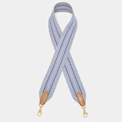 Hermès Bleu Brighton/Ecru/Gold Canvas and Swift Leather Sangle Cavale Shoulder Bag Strap