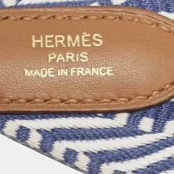 Hermès Bleu Brighton/Ecru/Gold Canvas and Swift Leather Sangle Cavale Shoulder Bag Strap
