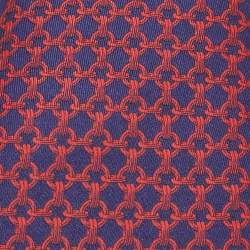 Hermes Blue/Red Chain Print Silk Tie 