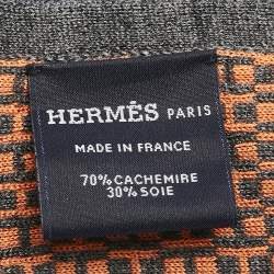 Hermès Blue/Orange H Jacquard Cashmere Scarf