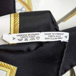 Pre Owned Hermes Ivory/Black Les Voitures a Transformation Silk Scarf