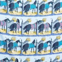 Hermes Blue Ecuries Silk Scarf