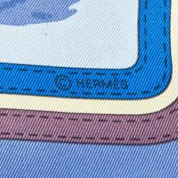 Hermes Blue Ecuries Silk Scarf