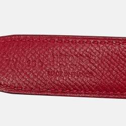 Hermes Rouge Casaque/Magnolia Epsom and Swift Leather H Buckle Reversible Belt 75 CM