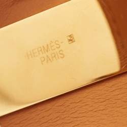 Pre Owned Hermès Collier De Chien Brown Leather Gold Plated Metal Bracelet
