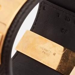 Hermès Collier De Chien Black Leather Rose Gold Plated Metal Bracelet