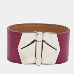 Hermès Bérénice Cuir Leather Palladium Plated Bracelet