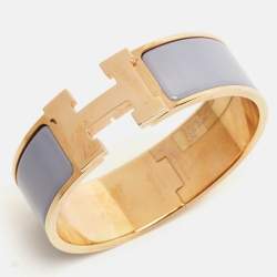 Hermes Clic Clac H Enamel Rose Gold Plated Bracelet 