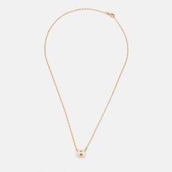 مملوكة مسبقًا Hermès Pop H Mini White Enamel Rose Gold Plated Pendant Necklace