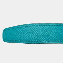 Hermès Vert Verone/Gold Epsom and Swift Leather Constance H Reversible Slim Belt 90 CM