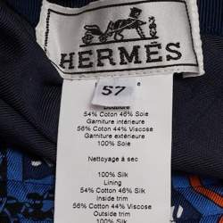 Hermes Bleu Sanremo Silk Ilaria Mors et Gourmettes Hat