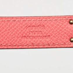 Pre Owned Hermes Menthe/Rose Azalee Toile Officier and Epsom Leather Rose Gold Finish Kelly 18 Belt Adjustable