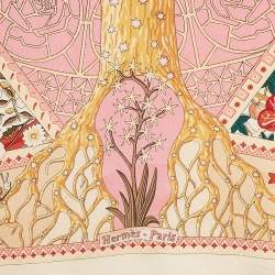 Pre Owned Hermes Pink Printed Silk Axis Mundi Scarf