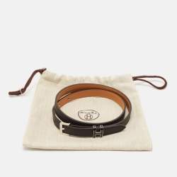 Hermes Noir Epsom Leather Pop H Buckle Belt 70 CM