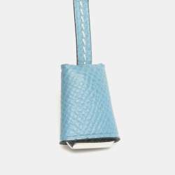 Hermès Blue Epsom Leather Mini Clochette Bag Charm