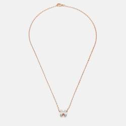 Pre Owned Hermès Mini Pop H Blue Enamel Rose Gold Plated Pendant Necklace