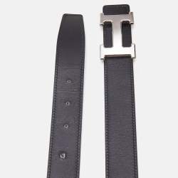 Hermes Noir/Gold Box and Togo Leather H Buckle Reversible Belt 80 CM