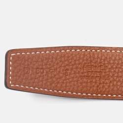 Hermes Noir/Gold Box and Togo Leather H Buckle Reversible Belt 80 CM
