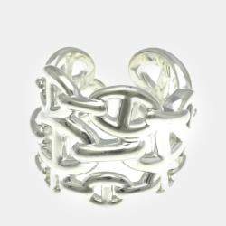 Hermes Silver Chaine d’Ancre Band Ring EU 54