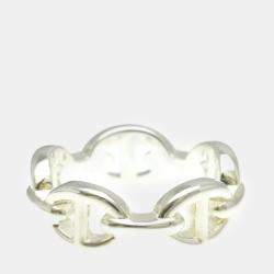 Hermes Silver Chaine d’Ancre Fashion Band Ring EU 51