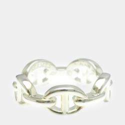 Hermes Silver Chaine d’Ancre Fashion Band Ring EU 51