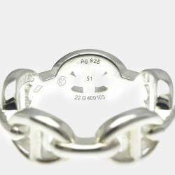 Hermes Silver Chaine d’Ancre Fashion Band Ring EU 51