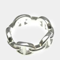 Hermes Silver Chaine d’Ancre Fashion Band Ring EU 51