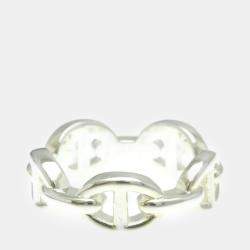 Hermes Silver Chaine d’Ancre Fashion Band Ring EU 51